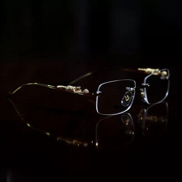 2023 luxury sunglasses eyeglasses frames temples with panther heads metal frameless full rim semi rimless rectangular shape for men woman ey, White;black
2023 luxury sunglasses eyeglasses frames temples with panther heads metal frameless full rim semi rimless rectangular shape for men woman ey, White;black