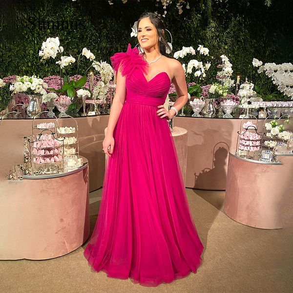 fuchsia tulle one shoulder evening dresses backless sweetheart floor length prom elegant women night party gowns, Black;red
fuchsia tulle one shoulder evening dresses backless sweetheart floor length prom elegant women night party gowns, Black;red