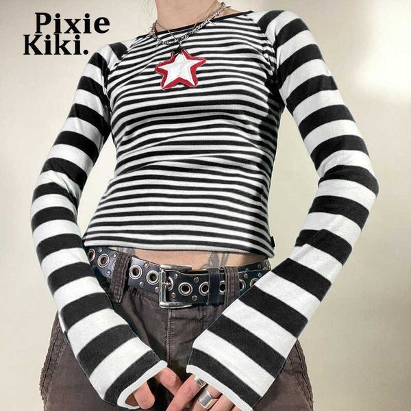 women's t-shirt pixiekiki star embroidered striped t-shirt y2k streetwear harajuku long sleeve crop for women autumn clothes 2022 p67-c, White
women's t-shirt pixiekiki star embroidered striped t-shirt y2k streetwear harajuku long sleeve crop for women autumn clothes 2022 p67-c, White