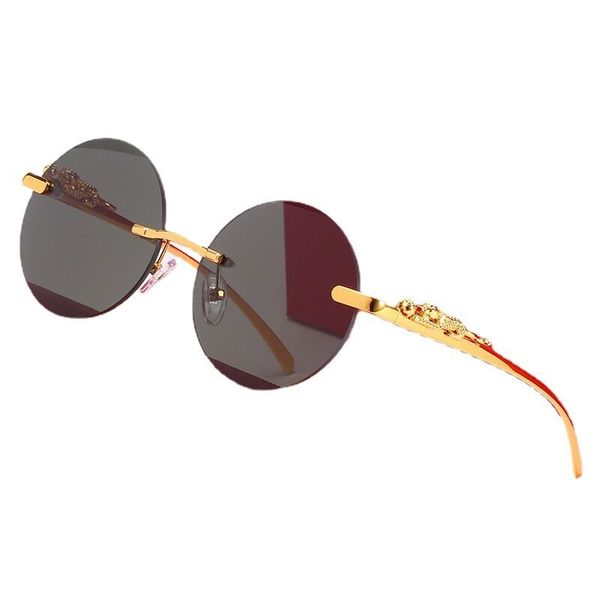 

2022 fashion sunglasses eyeglasses frames temples with panther heads metal frameless full rim semi rimless rectangular shape for men woman e, White;black