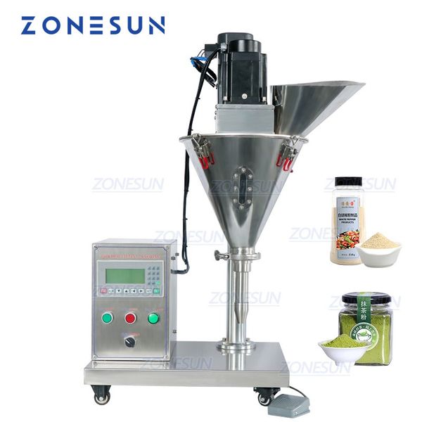 Image of ZONESUN Electric Semi-Automatic Auger Powder Filling Machine 0.5-100g Dosing Gypsum Toner Flour Milk Powder Bottle Filler