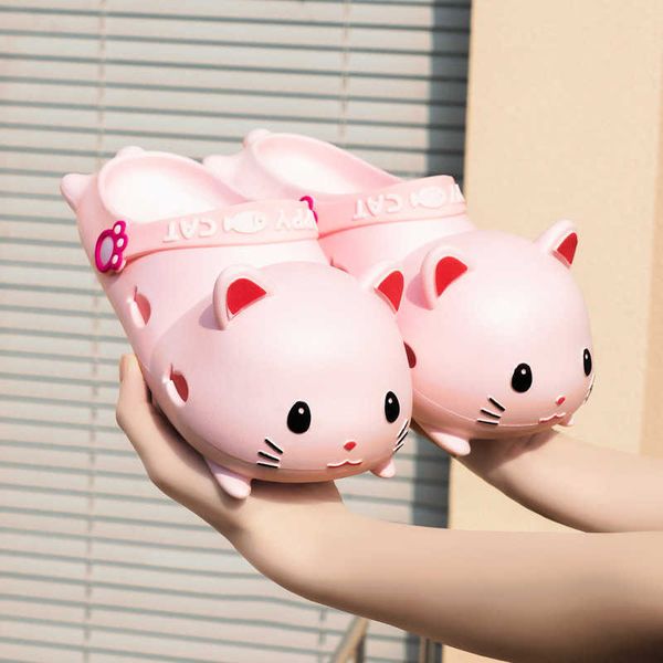 slipper 2022 cute cat girls sandals soft thick bottom kids slippers children home bathroom anti-slip shoes baby outdoor beach slides t230104, Black;grey
slipper 2022 cute cat girls sandals soft thick bottom kids slippers children home bathroom anti-slip shoes baby outdoor beach slides t230104, Black;grey