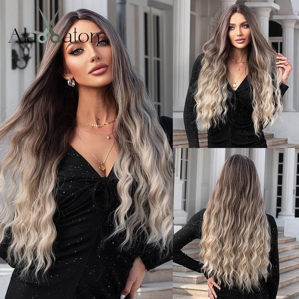 long curly wavy synthetic wigs for women brown to blonde ombre hair wig ntural middle parted party wig heat resistantfactory direct, Black
long curly wavy synthetic wigs for women brown to blonde ombre hair wig ntural middle parted party wig heat resistantfactory direct, Black