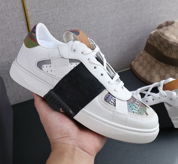 men women's dress shoes stylish designer low sneakers calfskin mesh fabric bands winter leisure shoe luxurys fashion ladies trainers sp, Black
men women's dress shoes stylish designer low sneakers calfskin mesh fabric bands winter leisure shoe luxurys fashion ladies trainers sp, Black