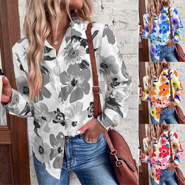 women's t-shirt 2022 autumn new women's fashion blouseturn-down collar flower print casual long-sleeved tshirt shirt loose button, White
women's t-shirt 2022 autumn new women's fashion blouseturn-down collar flower print casual long-sleeved tshirt shirt loose button, White