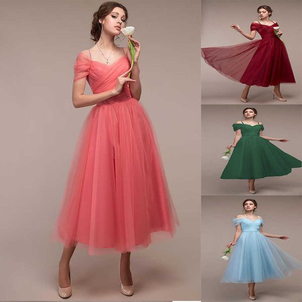 party dresses bridesmaid spring and summer new mesh women's one neck strap wedding 220104, White;black
party dresses bridesmaid spring and summer new mesh women's one neck strap wedding 220104, White;black