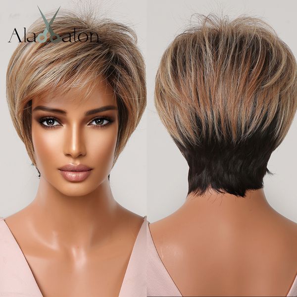 dark root ombre brown blonde short wigs with bangs fluffy pixie cut synthetic wig for black women heat resistantfactory direct
dark root ombre brown blonde short wigs with bangs fluffy pixie cut synthetic wig for black women heat resistantfactory direct