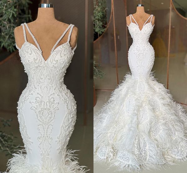 white formal mermaid prom dress lace appliques with feathers sleeveless evening party gowns custom made vestido de gala, Black
white formal mermaid prom dress lace appliques with feathers sleeveless evening party gowns custom made vestido de gala, Black