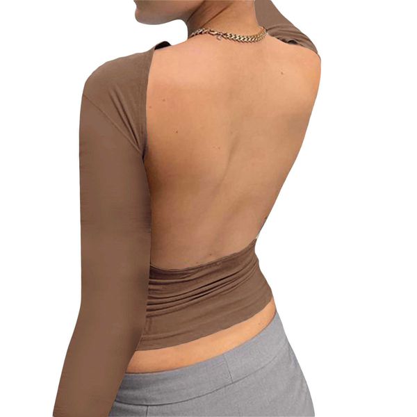 women's t-shirt women trendy t-shirt solid color long sleeve fitted cutout open back going out streetwear for females s//l t230104, White
women's t-shirt women trendy t-shirt solid color long sleeve fitted cutout open back going out streetwear for females s//l t230104, White