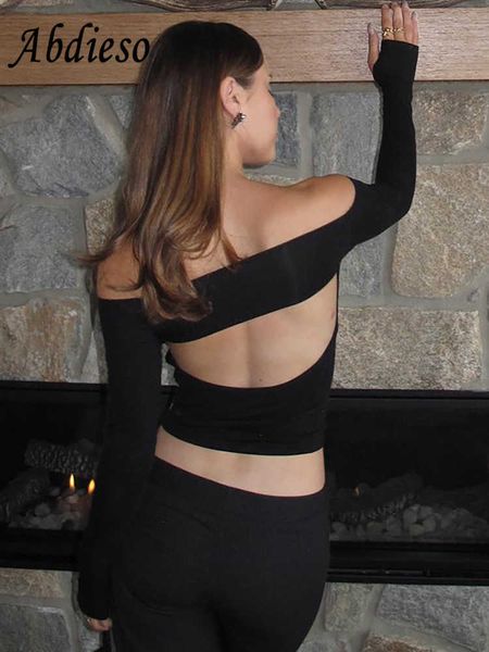 women's t-shirt abdieso black backless women long sleeve t shirts off shoulder y2k crop 2022 autumn o neck skinny basic tees streetwear, White
women's t-shirt abdieso black backless women long sleeve t shirts off shoulder y2k crop 2022 autumn o neck skinny basic tees streetwear, White