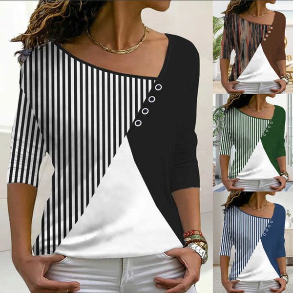 women's t-shirt 2022 fall/winter women's v-neck color block stripe print loose t-shirt v neck casual fashion long sleeve pullover, White
women's t-shirt 2022 fall/winter women's v-neck color block stripe print loose t-shirt v neck casual fashion long sleeve pullover, White