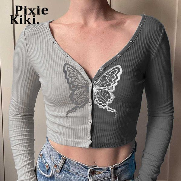 women's t-shirt pixiekiki y2k retro butterfly print graphic t shirts patchwork button up v neck cropped long sleeve fairy grunge p77-bc, White
women's t-shirt pixiekiki y2k retro butterfly print graphic t shirts patchwork button up v neck cropped long sleeve fairy grunge p77-bc, White