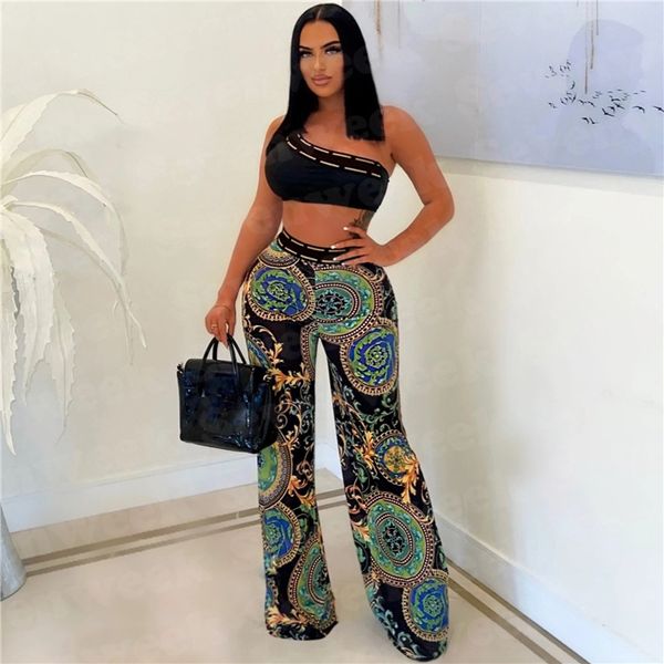vintage print vest pants two piece sets for women designer one shoulder tanks high waist trousers fashion casual suits, White
vintage print vest pants two piece sets for women designer one shoulder tanks high waist trousers fashion casual suits, White