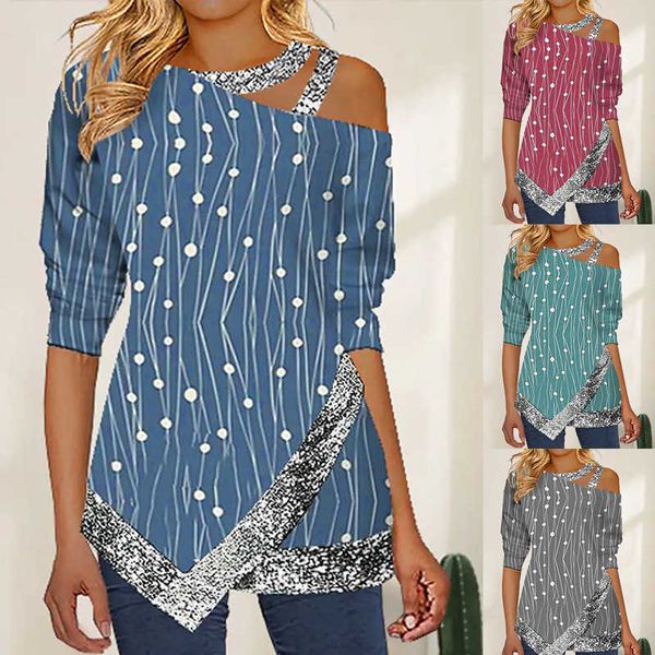 women's t-shirt spring autumn 2022 women's polka dot printed sequin long sleeve blouse casual o-neck irregular off shoulder fashio, White
women's t-shirt spring autumn 2022 women's polka dot printed sequin long sleeve blouse casual o-neck irregular off shoulder fashio, White