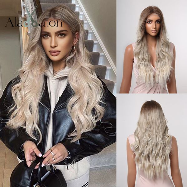 lace front synthetic wigs long brown platinum ombre wave middle part wigs for women daily cosplay use heat resistantfactory direct, Black
lace front synthetic wigs long brown platinum ombre wave middle part wigs for women daily cosplay use heat resistantfactory direct, Black