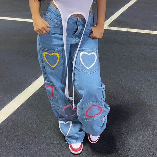 women's jeans s denim loose womens heart print pants trousers casual wide leg harajuku retro graphic y2k baggy 230103, Blue
women's jeans s denim loose womens heart print pants trousers casual wide leg harajuku retro graphic y2k baggy 230103, Blue