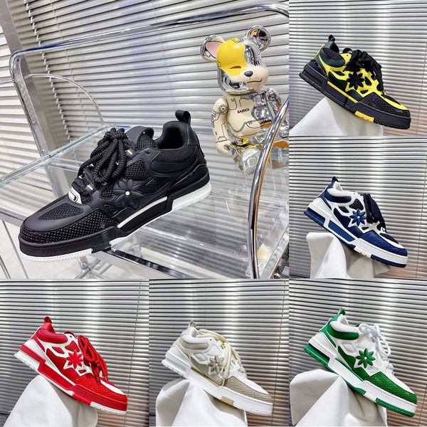 Image of Designer Men Casual Shoes Genuine Leather Sneaker Rubber Platform Shoe Lace-up Skate Sneakers