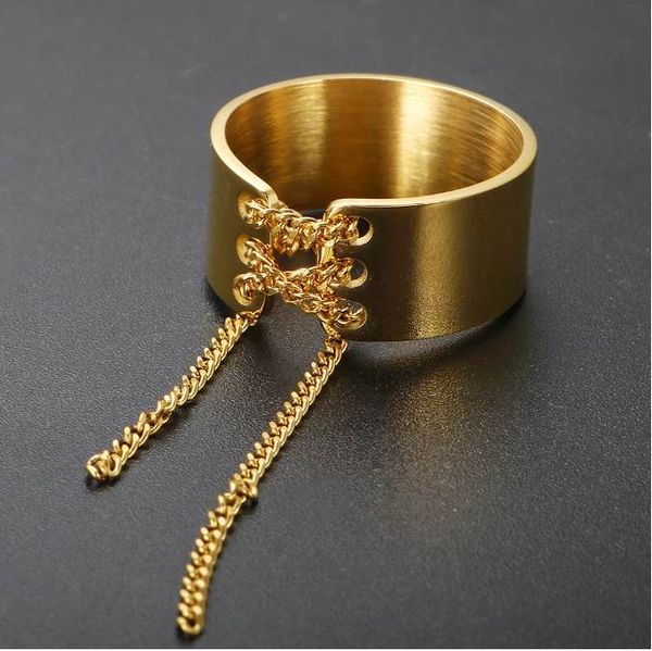 trendy glossy chain wide rings for women men stainless steel metal long chain knotted charm ring jewelry gift new, Golden;silver
trendy glossy chain wide rings for women men stainless steel metal long chain knotted charm ring jewelry gift new, Golden;silver