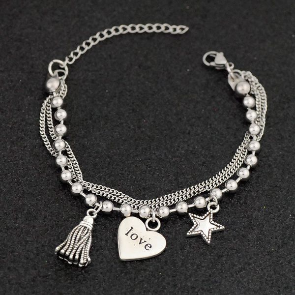 other bracelets bohe punk stainless steel multilayer chain for women fashion charm star heart tassel pendant bracelet bangle jewelry 230104, Golden;silver
other bracelets bohe punk stainless steel multilayer chain for women fashion charm star heart tassel pendant bracelet bangle jewelry 230104, Golden;silver