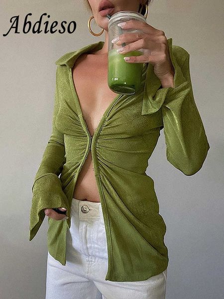 women's t-shirt abdieso autumn turn-down collar long sleeve t shirt women streetwear 2022 green ruched slim shirts elegant fashion tees, White
women's t-shirt abdieso autumn turn-down collar long sleeve t shirt women streetwear 2022 green ruched slim shirts elegant fashion tees, White
