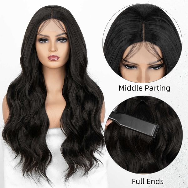 lace wigs kryssma synthetic front 26 inch long wavy hair for women body wav natural black color afro frontal 221216, Black;brown
lace wigs kryssma synthetic front 26 inch long wavy hair for women body wav natural black color afro frontal 221216, Black;brown