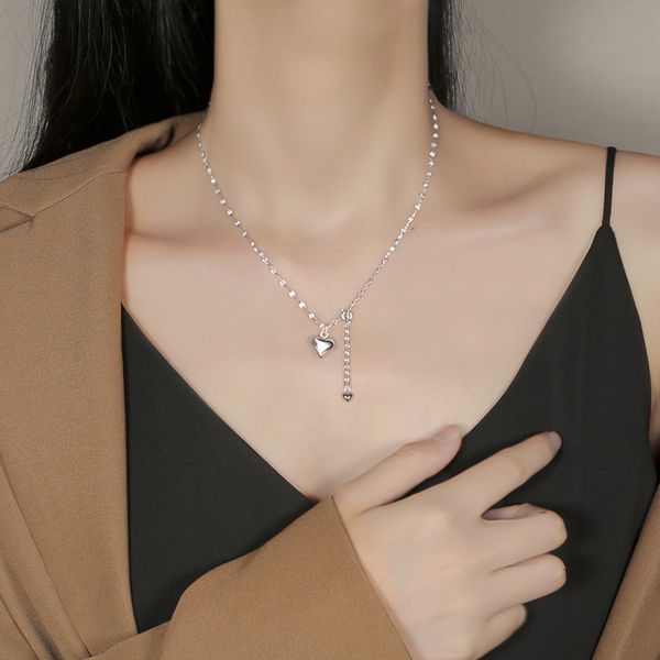beaded necklaces voq silvercolor simple love pendant necklace versatile clavicle chain ladies jewelry gift 230103, Silver 
beaded necklaces voq silvercolor simple love pendant necklace versatile clavicle chain ladies jewelry gift 230103, Silver