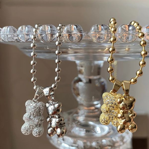 chokers metal crystal cartoon bear necklace for women gold silver color choker stainless steel ball chain girl jewelry 230103, Golden;silver
chokers metal crystal cartoon bear necklace for women gold silver color choker stainless steel ball chain girl jewelry 230103, Golden;silver