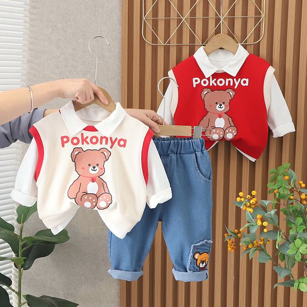 2023 new spring autumn 3pcs boys clothes set boys sweater vest long sleeve shirts jeans pants baby boys clothing set, White
2023 new spring autumn 3pcs boys clothes set boys sweater vest long sleeve shirts jeans pants baby boys clothing set, White