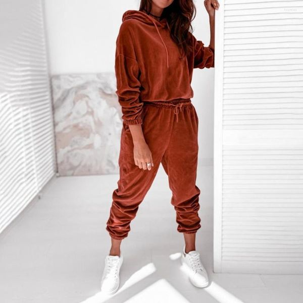 women's two piece pants 2 pcs/set fall tracksuit elastic waist hat keep warm mid women hoodie sweatpants set clothes, White
women's two piece pants 2 pcs/set fall tracksuit elastic waist hat keep warm mid women hoodie sweatpants set clothes, White