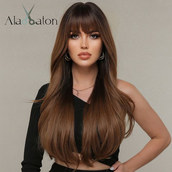 dark roots brown long wavy synthetic wigs for women natural looking heat resistant wig with bangs daily use fake hairfactory direct, Black
dark roots brown long wavy synthetic wigs for women natural looking heat resistant wig with bangs daily use fake hairfactory direct, Black