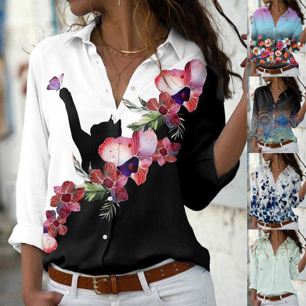 women's t-shirt 2022 summer autumn women loose lapel long-sleeved elegant shirt button casual abstract floral theme printed daily new b, White
women's t-shirt 2022 summer autumn women loose lapel long-sleeved elegant shirt button casual abstract floral theme printed daily new b, White