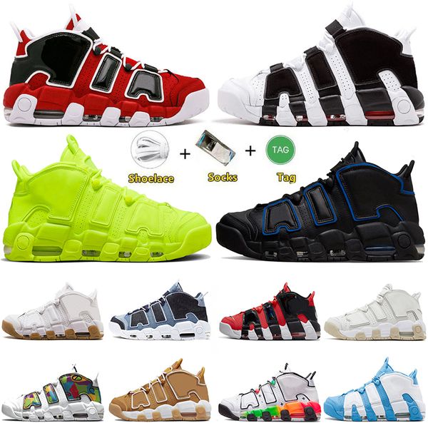 Image of TOP 96 More Mens Women Basketball Shoes Uptempos Scottie Tri-Color Pippens Total Orange White Sunset Black Bulls Hoop Pack University Blue Volt UNC Trainers Sneakers