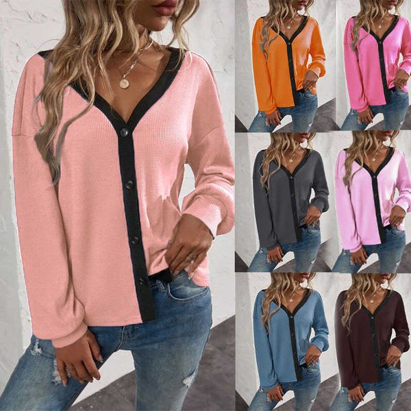 women's t-shirt 2022 autumn and winter new women's fashion solid color long-sleeved cardigan t-shirt button v neck casual loose b, White
women's t-shirt 2022 autumn and winter new women's fashion solid color long-sleeved cardigan t-shirt button v neck casual loose b, White
