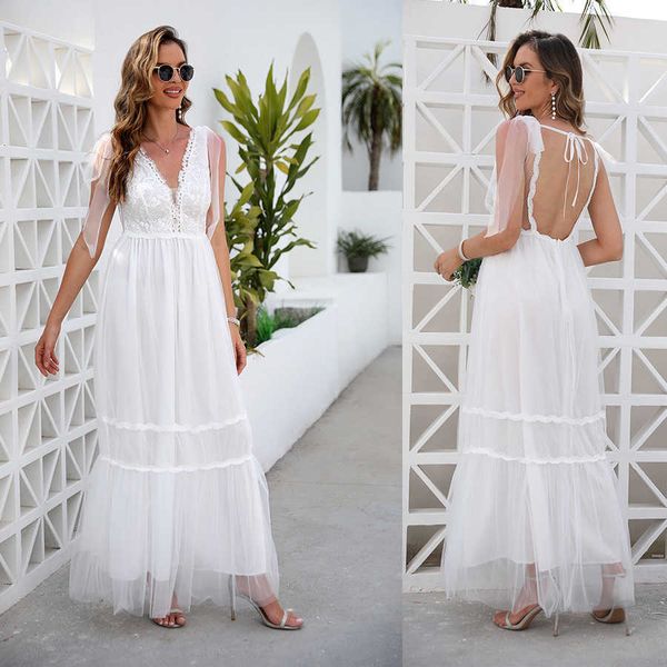 party dresses runway 2022 spring and summer princess lace wedding dress white lengthened middle waist thin cover meat evening dress sleevele, White;black
party dresses runway 2022 spring and summer princess lace wedding dress white lengthened middle waist thin cover meat evening dress sleevele, White;black