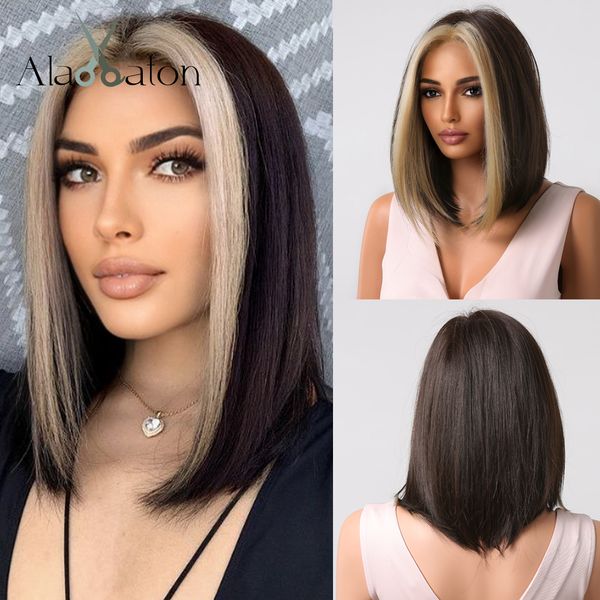 dark brown bob wig highlight blonde synthetic wigs for women short middle part african american hair heat resistantfactory direct, Black
dark brown bob wig highlight blonde synthetic wigs for women short middle part african american hair heat resistantfactory direct, Black