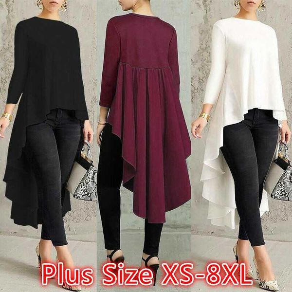 women's t-shirt 2022 new women fashion long sleeve asymmetrical waterfall shirt female high low dress large size xs-8xl t230104, White
women's t-shirt 2022 new women fashion long sleeve asymmetrical waterfall shirt female high low dress large size xs-8xl t230104, White
