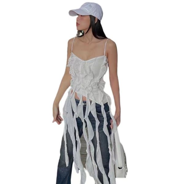 women long fringe tassel tanks crop summer sleeveless camis party clubwear fashion, White
women long fringe tassel tanks crop summer sleeveless camis party clubwear fashion, White