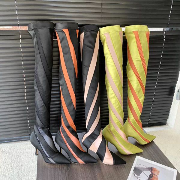 designer shoes mugler boot 100mm two-tone jersey mesh sock thigh pull on elastic point-toes stiletto heeled knitted over knee high boot wome, Black
designer shoes mugler boot 100mm two-tone jersey mesh sock thigh pull on elastic point-toes stiletto heeled knitted over knee high boot wome, Black