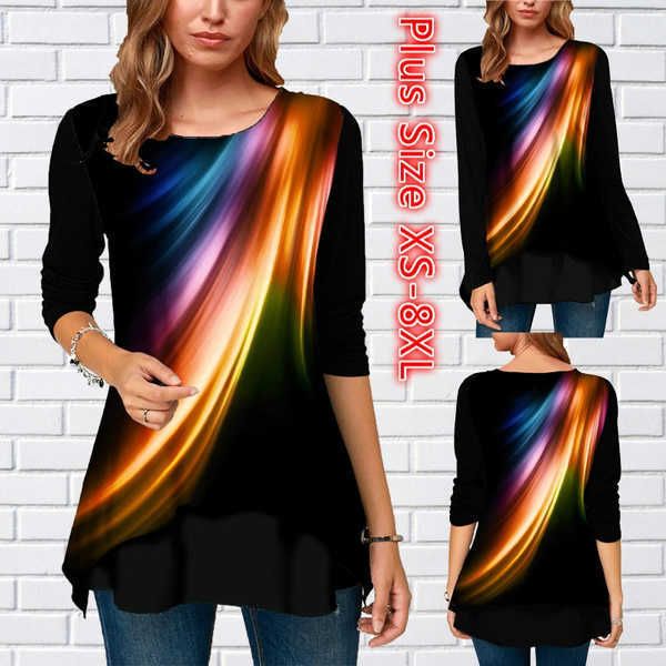 women's t-shirt 2022 women's fashion loose casual long sleeved t-shirt rainbow paint printing round neck shirt summer basic tunic, White
women's t-shirt 2022 women's fashion loose casual long sleeved t-shirt rainbow paint printing round neck shirt summer basic tunic, White