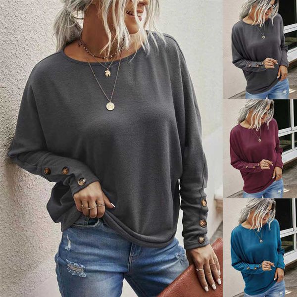 women's t-shirt 2023 spring autumn women's clothing round collar casual buttons t-shirt solid color stree daily pullover vintage b, White
women's t-shirt 2023 spring autumn women's clothing round collar casual buttons t-shirt solid color stree daily pullover vintage b, White