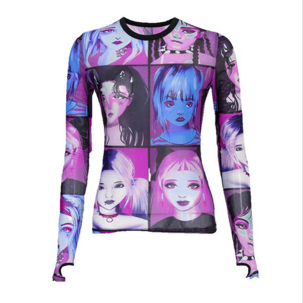women's t-shirt women crop multicolor human face print round-neck long sleeves slim camisole for girls spring autumn t230104, White
women's t-shirt women crop multicolor human face print round-neck long sleeves slim camisole for girls spring autumn t230104, White