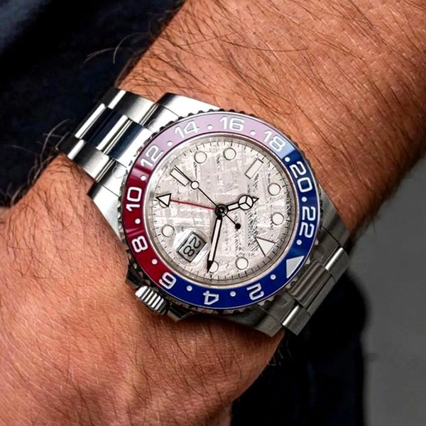 mens watches 40mm ceramic bezel sapphire glass 904l steel watch gmt 24h cal.3186/eta 2836 mechanical automatic movement men watch meteorite, Slivery;brown
mens watches 40mm ceramic bezel sapphire glass 904l steel watch gmt 24h cal.3186/eta 2836 mechanical automatic movement men watch meteorite, Slivery;brown