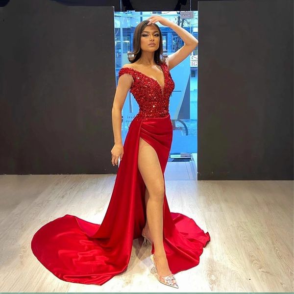 charming red sequins evening dresses mermaid v neck high split women formal prom gowns night party special occasion dresses robe de soiree, Black;red
charming red sequins evening dresses mermaid v neck high split women formal prom gowns night party special occasion dresses robe de soiree, Black;red