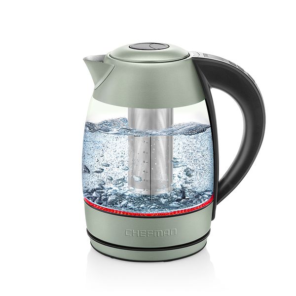 chefman 1.8l digital electric glass kettle 1500w rapid boiling & 7 presets stainless steel green pots
chefman 1.8l digital electric glass kettle 1500w rapid boiling & 7 presets stainless steel green pots