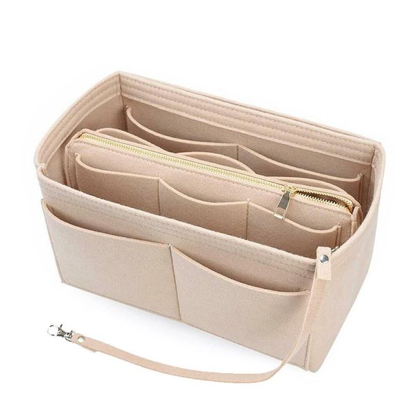 make up organizer felt insert bag for handbag travel inner purse portable cosmetic bags fit various292r
