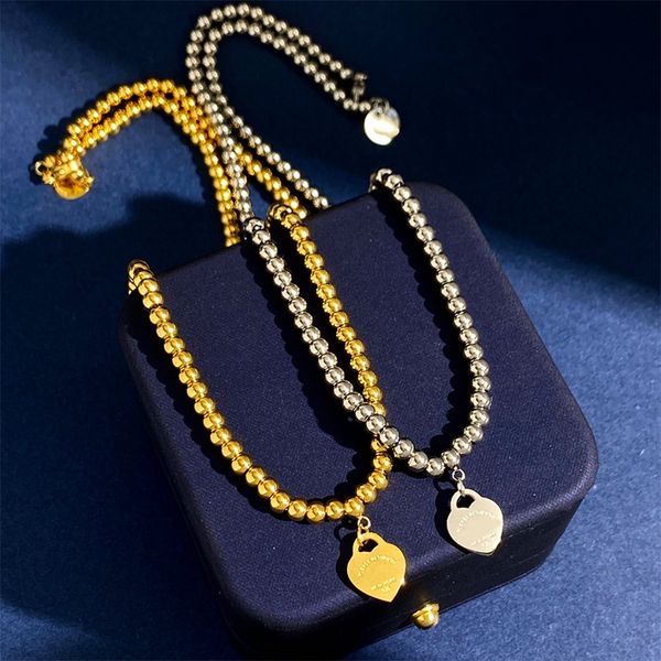 2023 new designer jewelry beads necklaces 316l stainless steel luxury heart beaded chain necklace women fine trendy beads round design lady, Silver
2023 new designer jewelry beads necklaces 316l stainless steel luxury heart beaded chain necklace women fine trendy beads round design lady, Silver