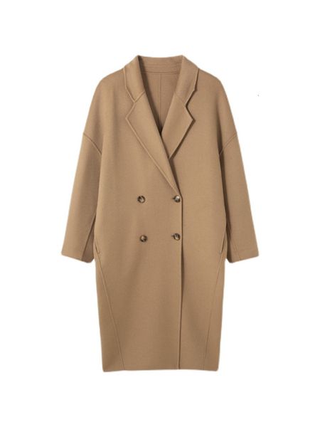 women's wool blend double breasted loose woolen coat lapel collar long sleeves solid casual oversize autumn winter 230105, Black
women's wool blend double breasted loose woolen coat lapel collar long sleeves solid casual oversize autumn winter 230105, Black