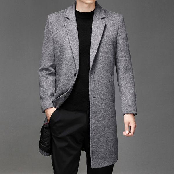 men's wool blends autumn winter blended coats windbreaker jacket solid color business casual fashion mens clothing long coat men 230105, Black
men's wool blends autumn winter blended coats windbreaker jacket solid color business casual fashion mens clothing long coat men 230105, Black