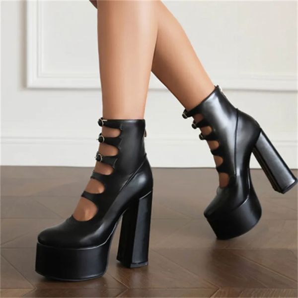 2023 women y2k ankle boots hollow belt buckle chunky heel platform boot waterproof platform super high roman size 36-43, Black
2023 women y2k ankle boots hollow belt buckle chunky heel platform boot waterproof platform super high roman size 36-43, Black