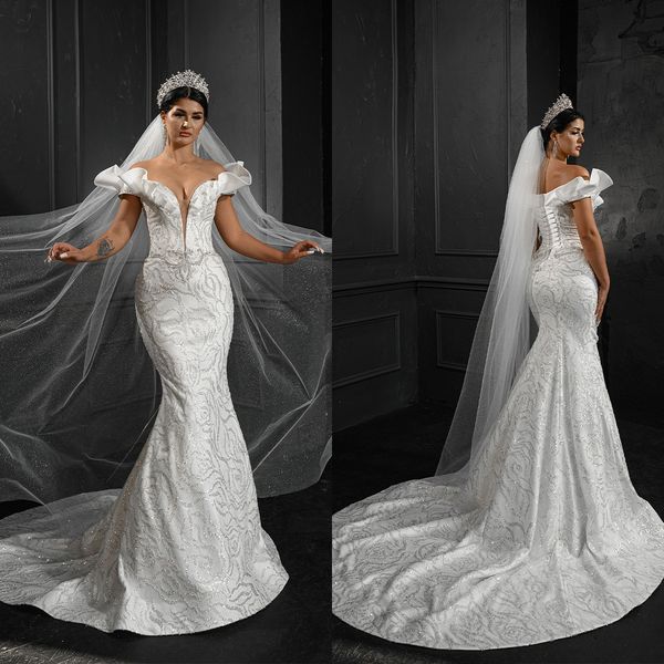 elegant mermaid wedding dresses sweetheart ruffle neckline sleeveless whole body sequins backless court gown lace up custom made plus size v, White
elegant mermaid wedding dresses sweetheart ruffle neckline sleeveless whole body sequins backless court gown lace up custom made plus size v, White